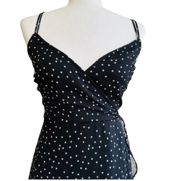 Miami Dress Black White Polka Dot Spaghetti Straps Ruffled Tiered Midi Small NEW - Picture 4 of 13